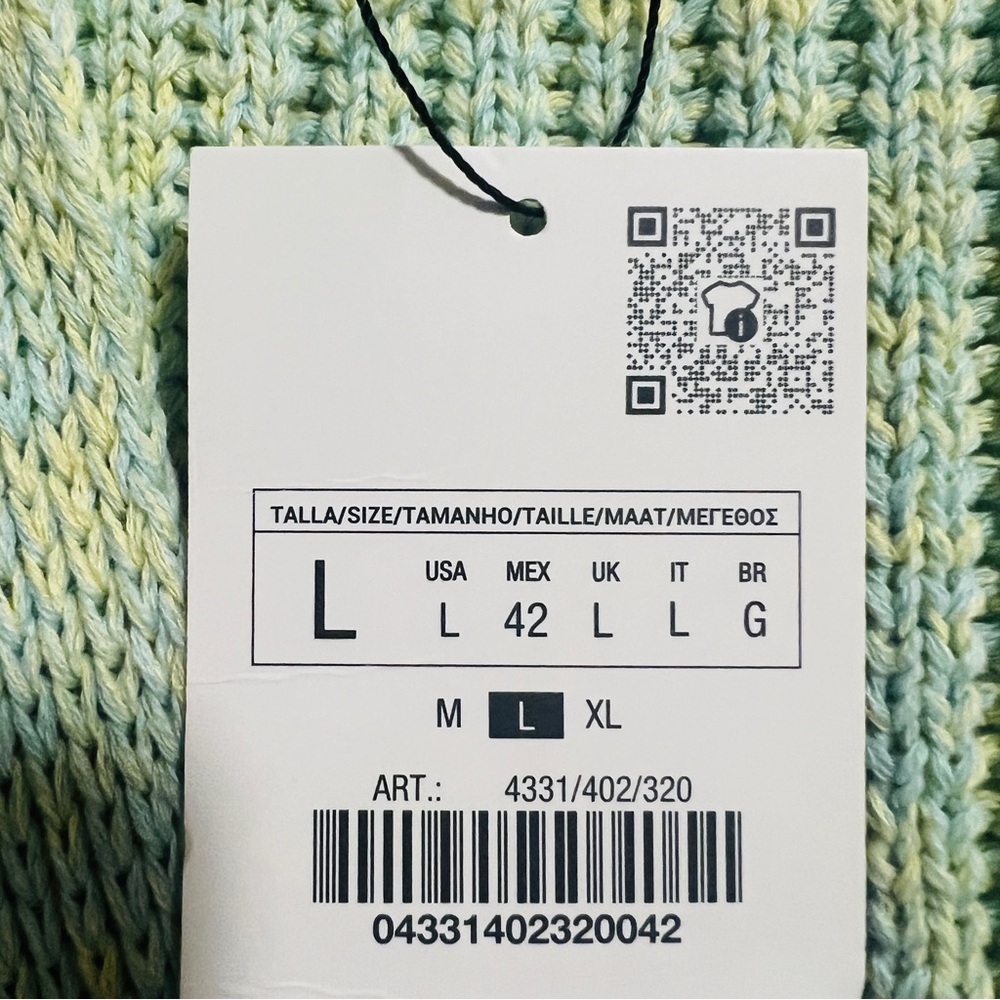 NWT ZARA Woven Cable Knit Sweater Cardigan in Blue/Green - Size L - Picture 12 of 12